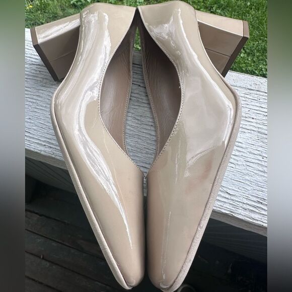 Ron White Lizbeth Square Toe Patent Leather Block Heel Nude Size EU 38 / US 7.5 - Picture 6 of 11